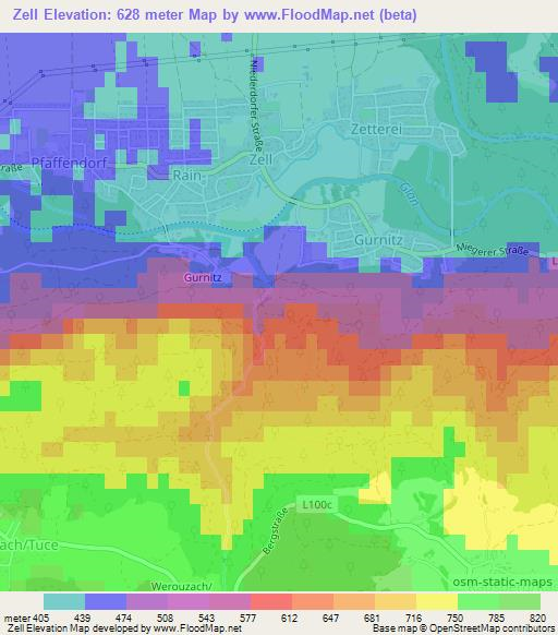 Zell,Austria Elevation Map