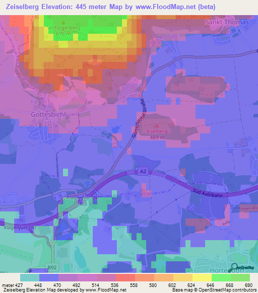 Zeiselberg,Austria Elevation Map