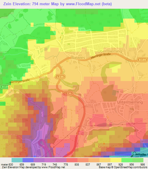 Zein,Austria Elevation Map