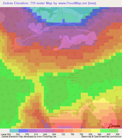 Zedras,Austria Elevation Map