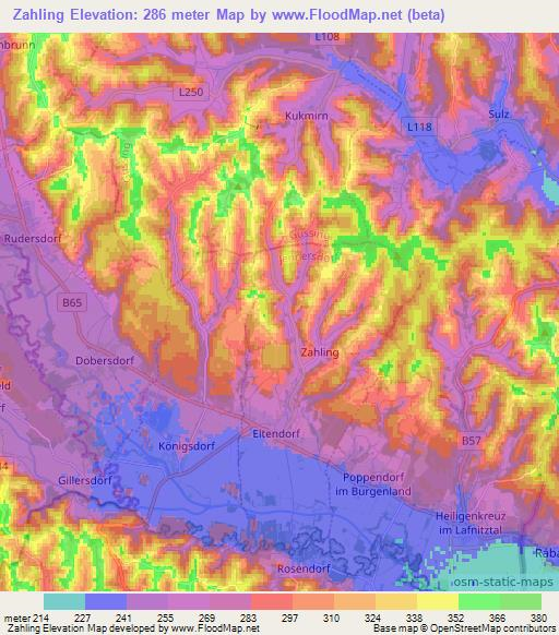 Zahling,Austria Elevation Map