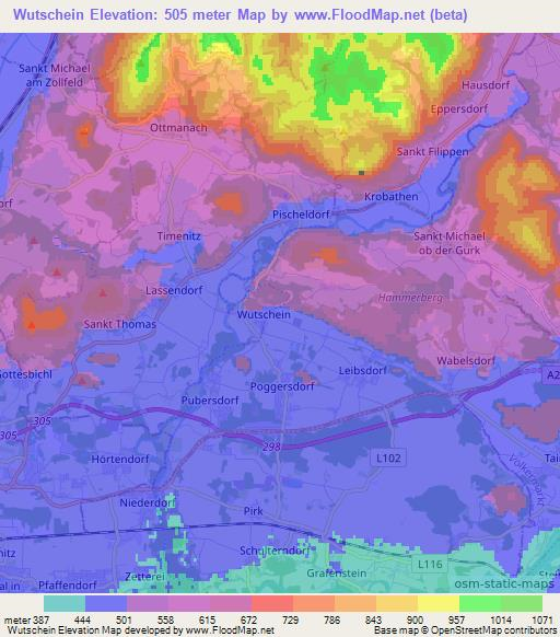 Wutschein,Austria Elevation Map