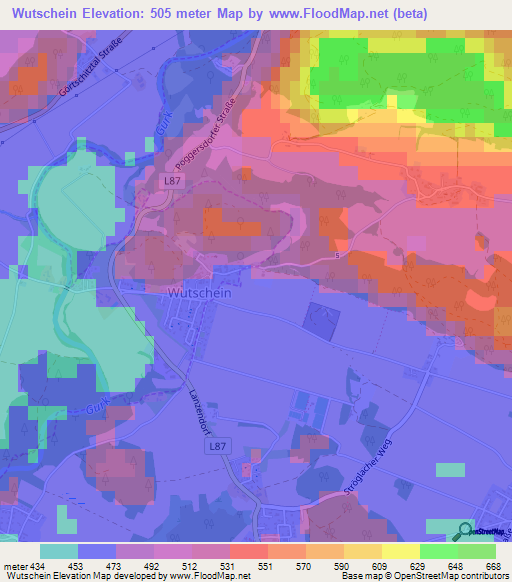 Wutschein,Austria Elevation Map