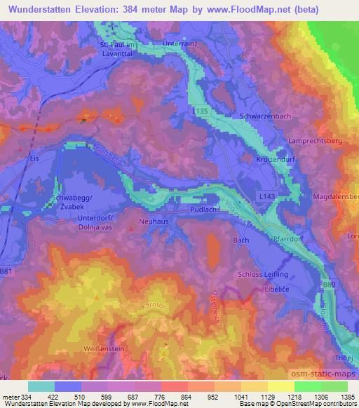 Wunderstatten,Austria Elevation Map