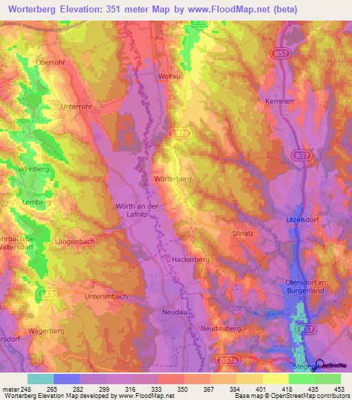 Worterberg,Austria Elevation Map
