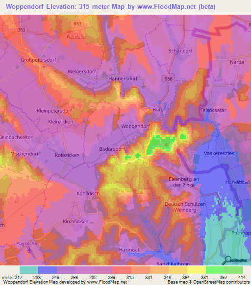 Woppendorf,Austria Elevation Map