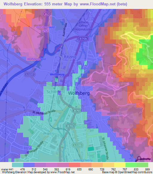 Wolfsberg,Austria Elevation Map