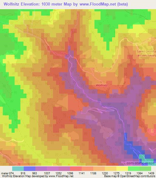 Wolfnitz,Austria Elevation Map