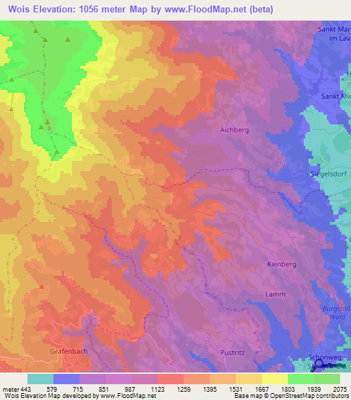 Wois,Austria Elevation Map