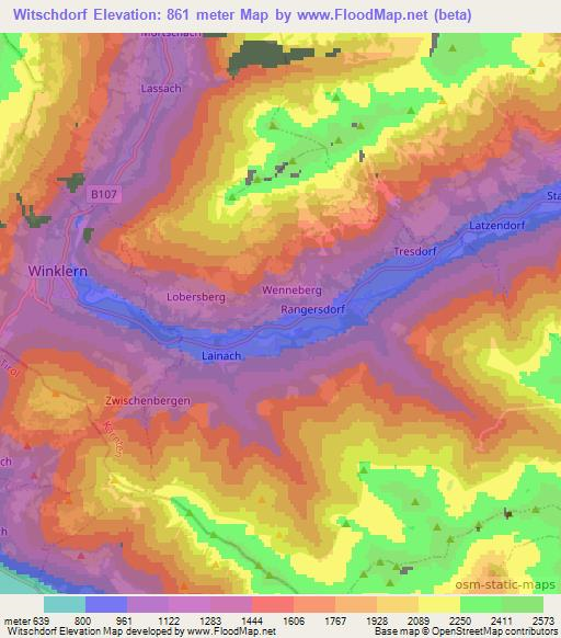 Witschdorf,Austria Elevation Map