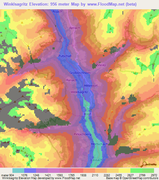 Winklsagritz,Austria Elevation Map