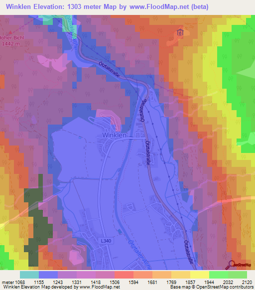 Winklen,Austria Elevation Map