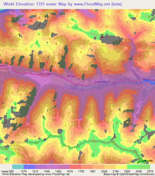 Winkl,Austria Elevation Map