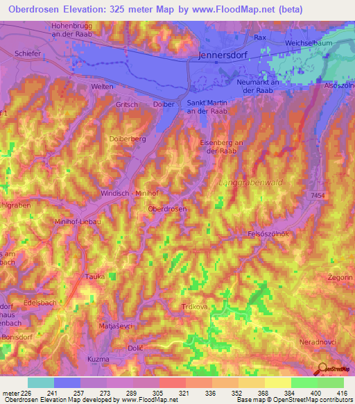 Oberdrosen,Austria Elevation Map