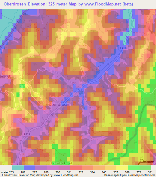 Oberdrosen,Austria Elevation Map