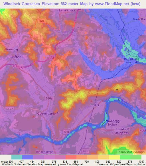 Windisch Grutschen,Austria Elevation Map