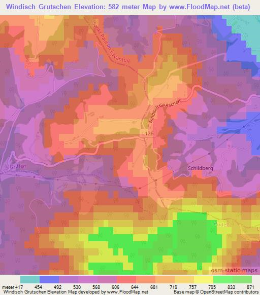 Windisch Grutschen,Austria Elevation Map