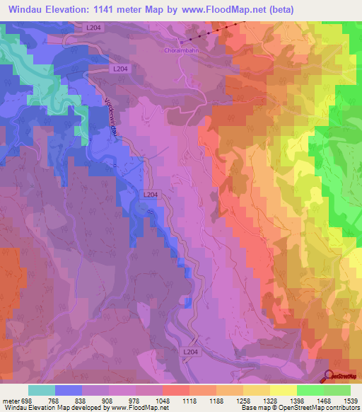 Windau,Austria Elevation Map