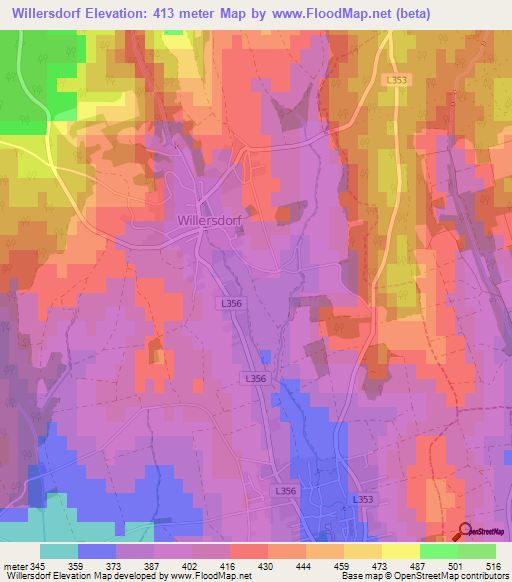 Willersdorf,Austria Elevation Map