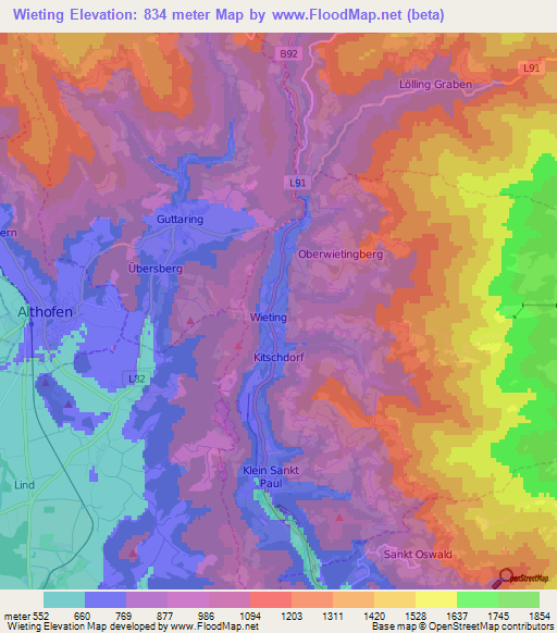 Wieting,Austria Elevation Map