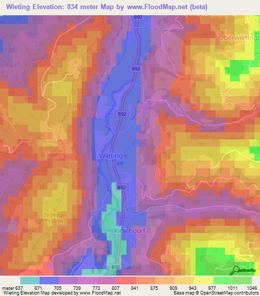 Wieting,Austria Elevation Map