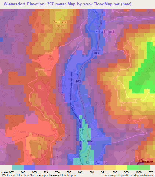 Wietersdorf,Austria Elevation Map
