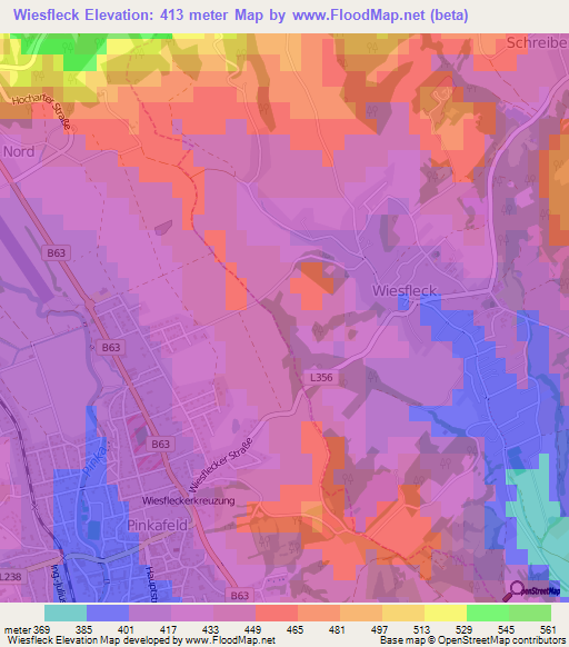 Wiesfleck,Austria Elevation Map