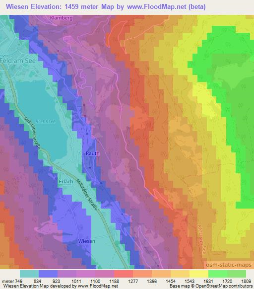 Wiesen,Austria Elevation Map