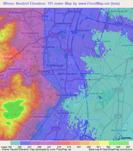 Elevation of Wiener Neudorf,Austria Elevation Map, Topography, Contour