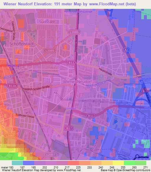 Wiener Neudorf,Austria Elevation Map
