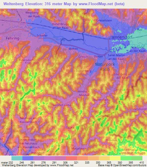 Weltenberg,Austria Elevation Map