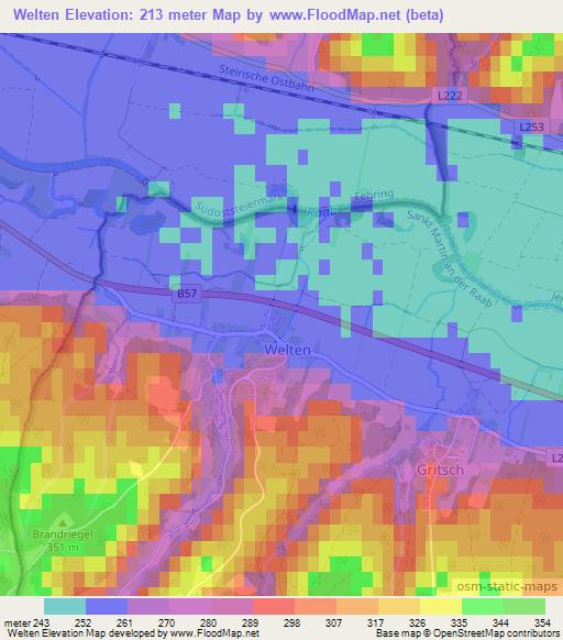 Welten,Austria Elevation Map