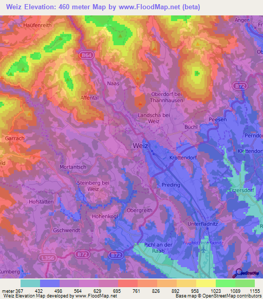 Weiz,Austria Elevation Map