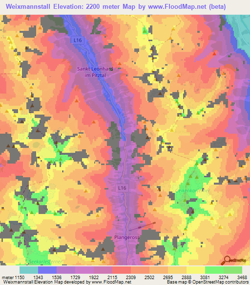 Weixmannstall,Austria Elevation Map