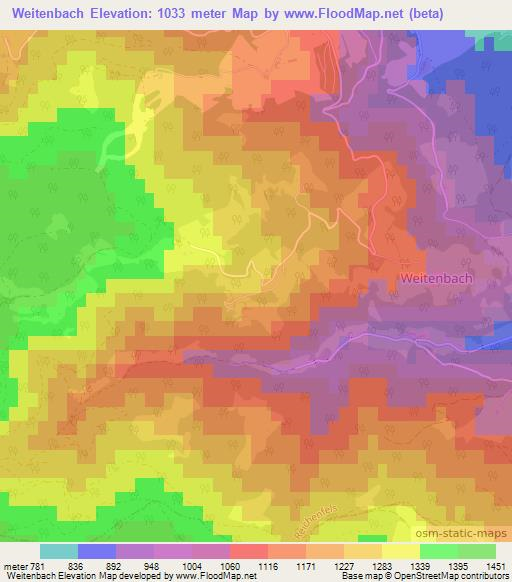 Weitenbach,Austria Elevation Map