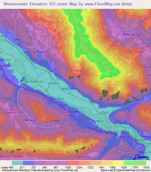 Weissenstein,Austria Elevation Map