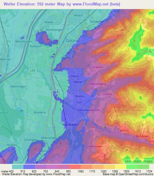 Weiler,Austria Elevation Map