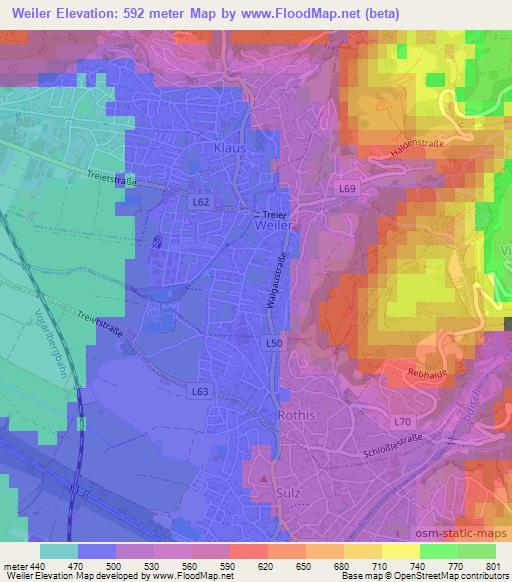 Weiler,Austria Elevation Map
