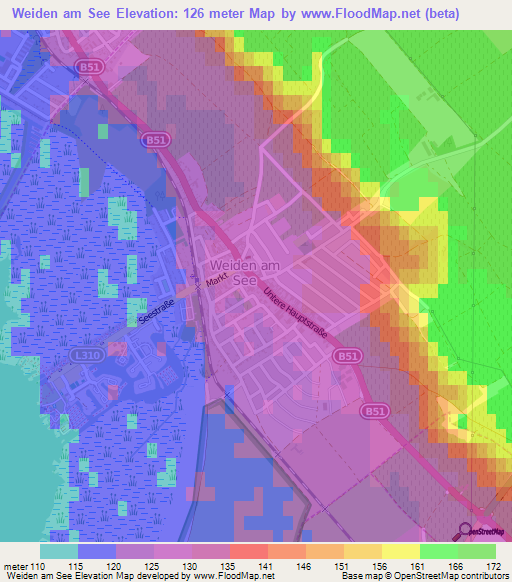 Weiden am See,Austria Elevation Map