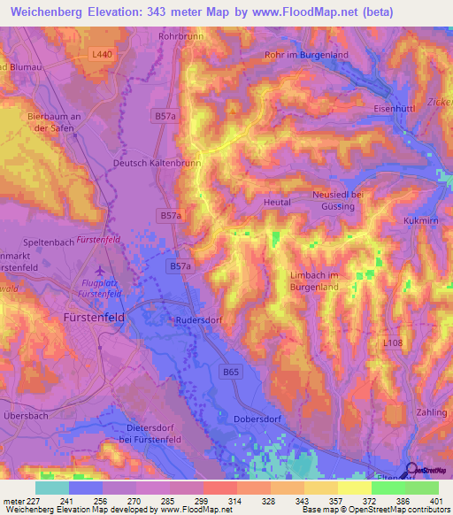 Weichenberg,Austria Elevation Map