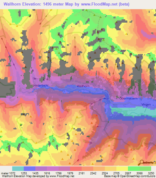 Wallhorn,Austria Elevation Map