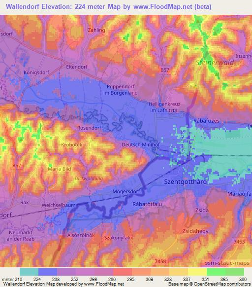 Wallendorf,Austria Elevation Map