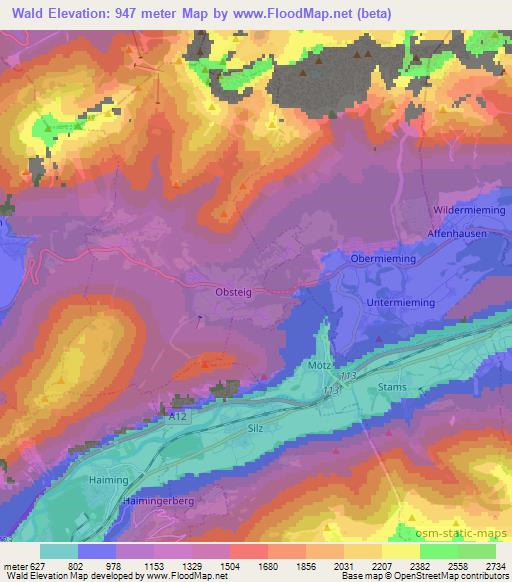 Wald,Austria Elevation Map