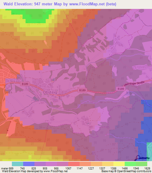 Wald,Austria Elevation Map