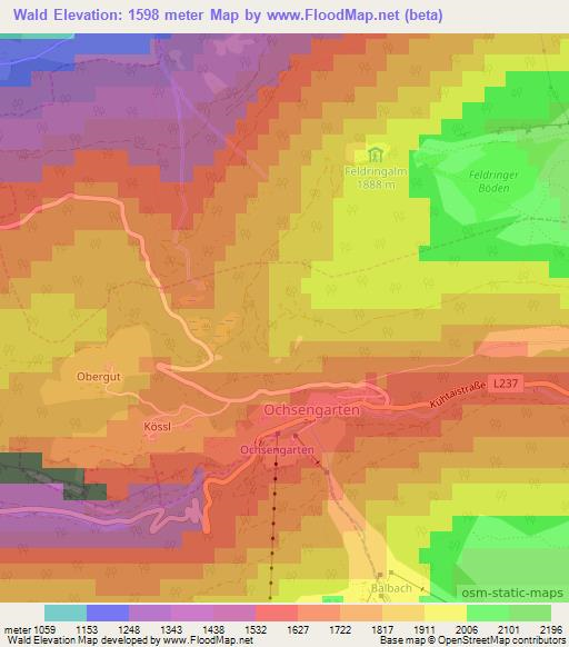 Wald,Austria Elevation Map