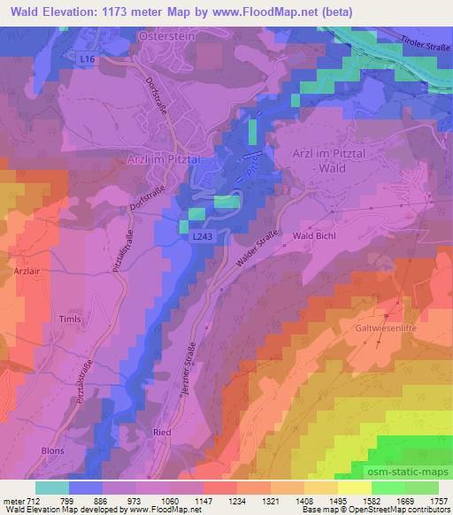 Wald,Austria Elevation Map
