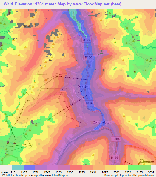 Wald,Austria Elevation Map