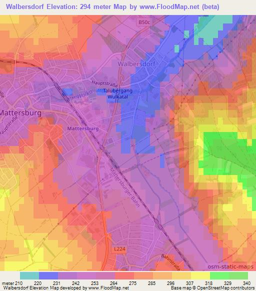 Walbersdorf,Austria Elevation Map