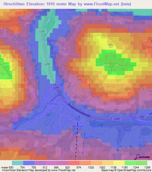 Hirschlitten,Austria Elevation Map