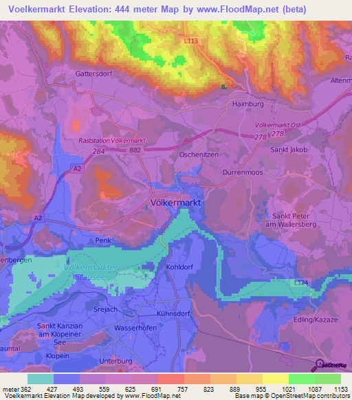 Voelkermarkt,Austria Elevation Map